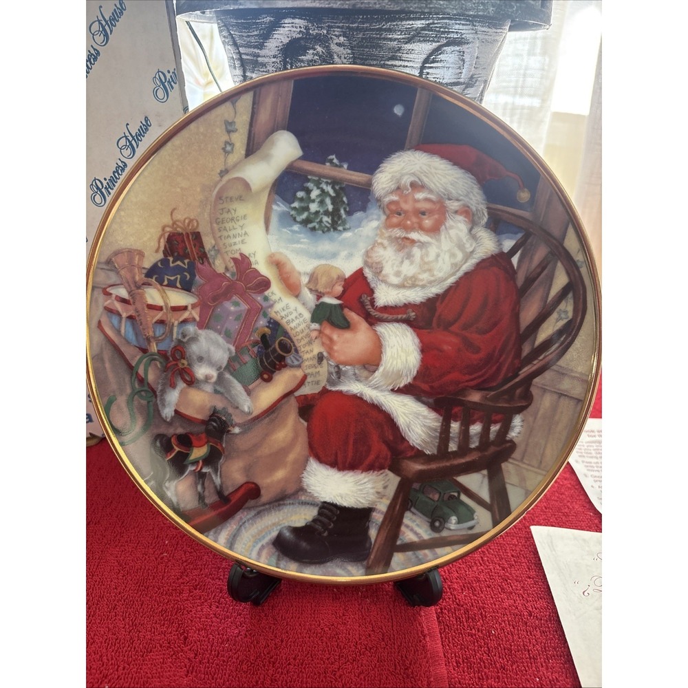 Vtg Princess House Vintage 1994 "Checking His List" Decorative Christmas Plate
